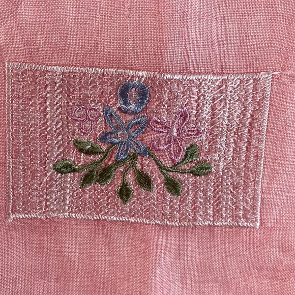 Linen Hemp Sleeveless Top Pink Embroidery Cottagecore Artsy Japanese M/L - Picture 9 of 14
